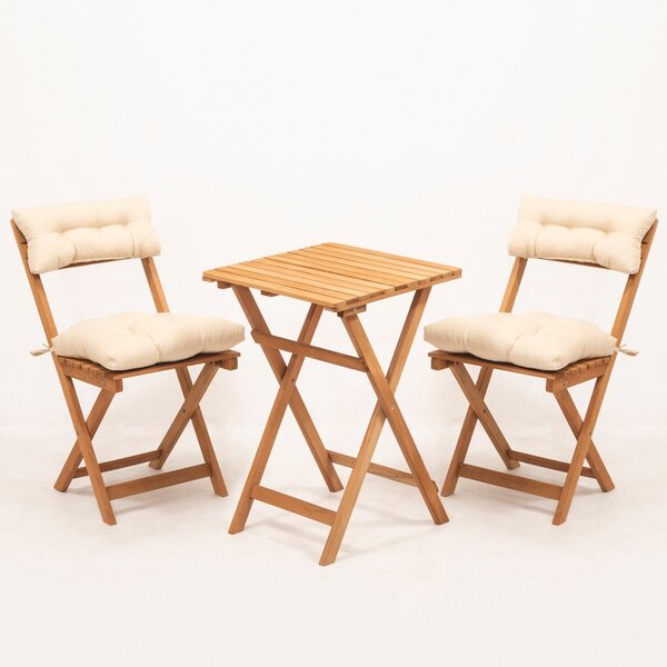 Set masa si scaune de gradina (3 piese) My001A Crem 50x72x50 cm