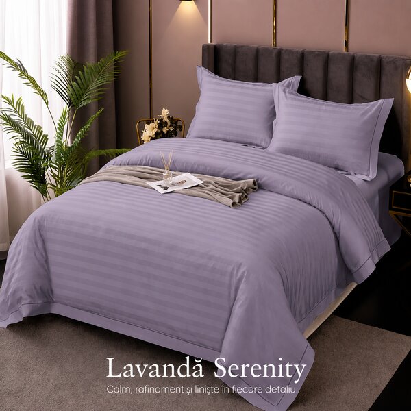 Lenjerie de Pat Damasc Policotton 4 Piese (Lavanda Serenity)