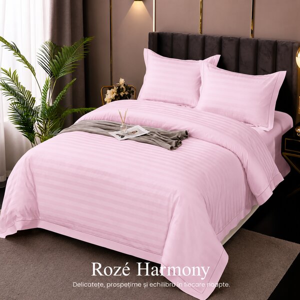 Lenjerie de Pat Damasc Policotton 4 Piese (Roze Harmony)