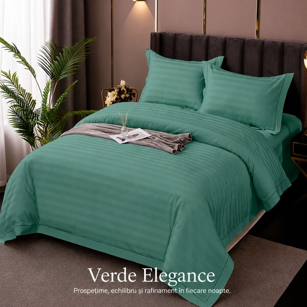 Lenjerie de Pat Damasc Policotton 4 Piese (Verde Elegance)