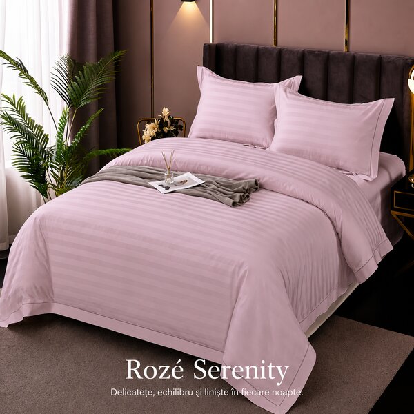 Lenjerie de Pat Damasc Policotton 4 Piese (Roze Serenity)