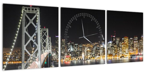 Tablou cu podul Brooklin și New York (cu ceas) (90x30 cm)