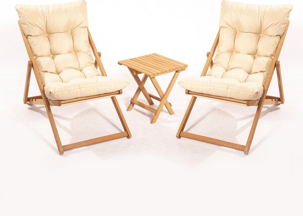 Set masa si scaune de gradina (3 piese) My005 Crem 40x40x40 cm