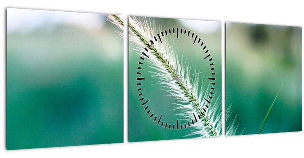Tablou cu fir de iarbă (cu ceas) (90x30 cm)