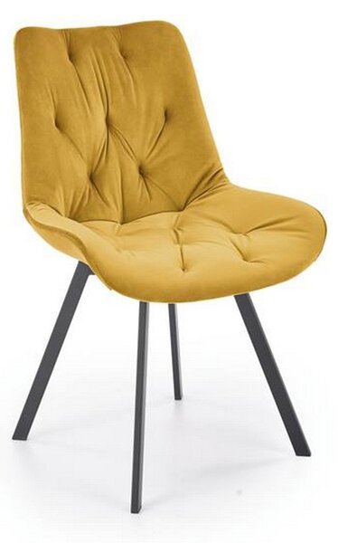 Scaun rotativ K519, galben/negru, stofa catifelata/metal, 54x63x86 cm