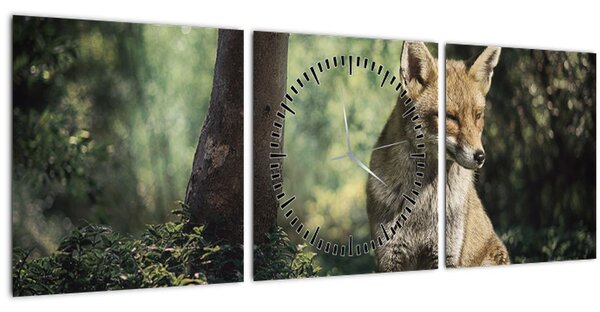 Tablou cu vulpe (cu ceas) (90x30 cm)