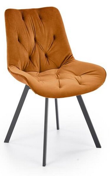 Scaun rotativ K519, scortisoara/negru, stofa catifelata/metal, 54x63x86 cm