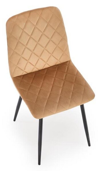 Scaun K525, bej/negru, stofa catifelata/metal, 45x55x89 cm
