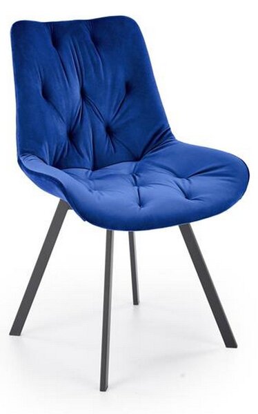 Scaun rotativ K519, albastru/negru, stofa catifelata/metal, 54x63x86 cm