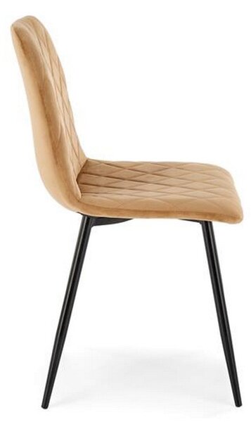 Scaun K525, bej/negru, stofa catifelata/metal, 45x55x89 cm