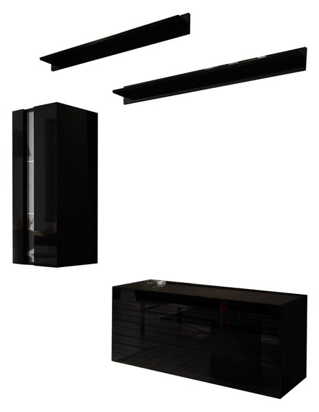 Mobilier living Bemoi (negru + negru lucios). 1007700