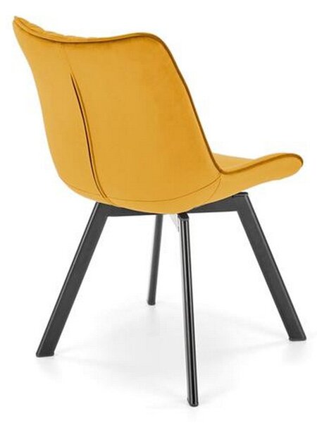 Scaun rotativ K520, galben/negru, stofa catifelata/metal, 45x63x80 cm