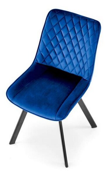 Scaun rotativ K520, albastru/negru, stofa catifelata/metal, 45x63x80 cm