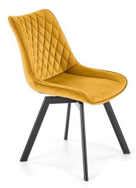 Scaun rotativ K520, galben/negru, stofa catifelata/metal, 45x63x80 cm
