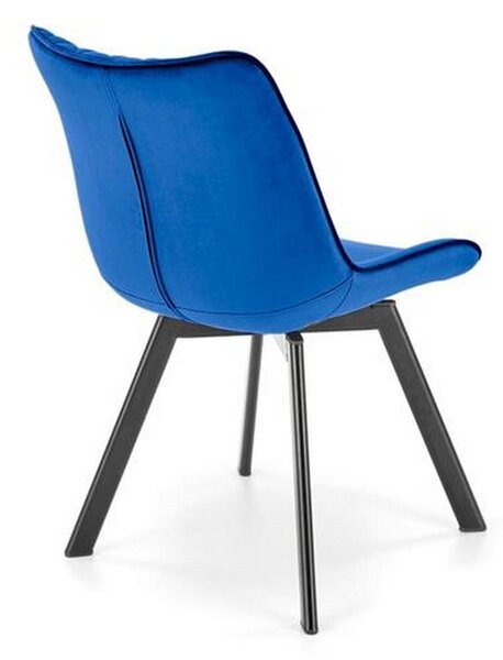 Scaun rotativ K520, albastru/negru, stofa catifelata/metal, 45x63x80 cm