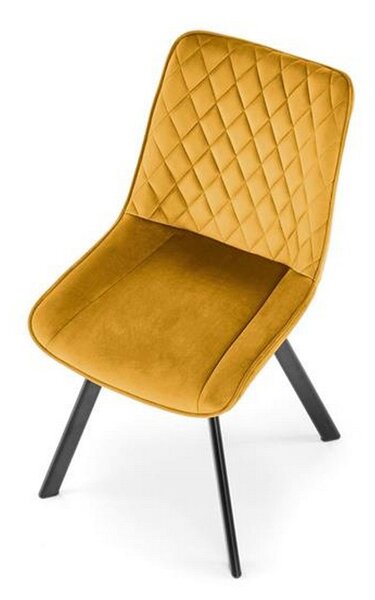 Scaun rotativ K520, galben/negru, stofa catifelata/metal, 45x63x80 cm