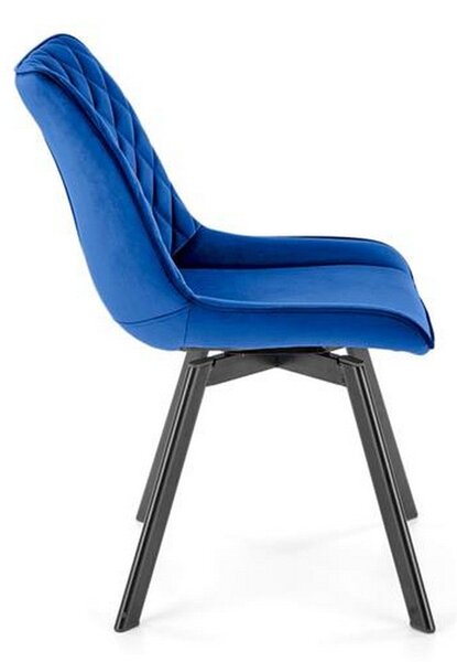 Scaun rotativ K520, albastru/negru, stofa catifelata/metal, 45x63x80 cm