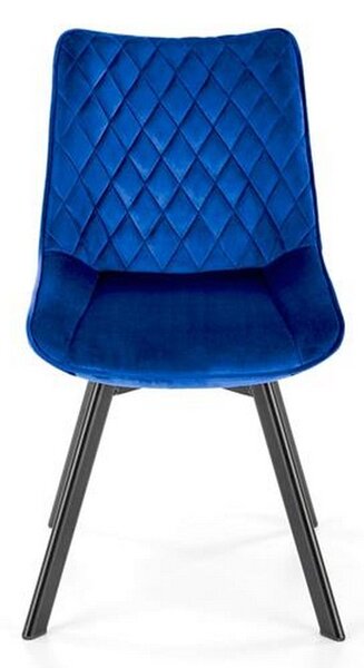 Scaun rotativ K520, albastru/negru, stofa catifelata/metal, 45x63x80 cm