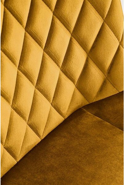 Scaun rotativ K520, galben/negru, stofa catifelata/metal, 45x63x80 cm