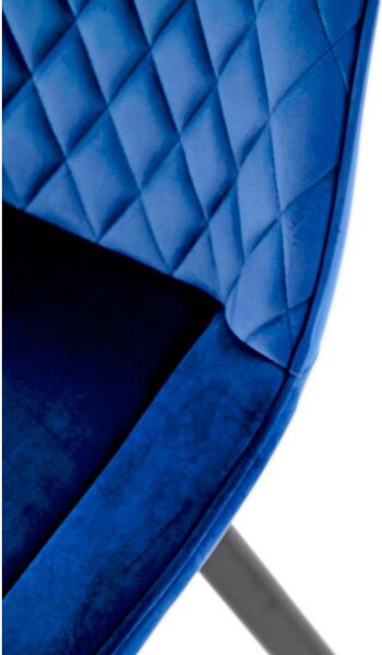 Scaun rotativ K520, albastru/negru, stofa catifelata/metal, 45x63x80 cm