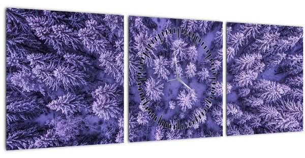 Tablou cu copacii înzăpeziți (cu ceas) (90x30 cm)