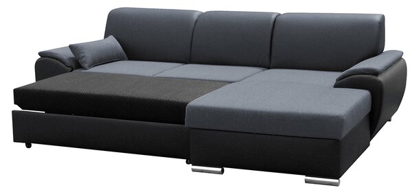 Colțar Excelsa 2 (D) (negru piele ecologică + Gri închis Textil). 1028744