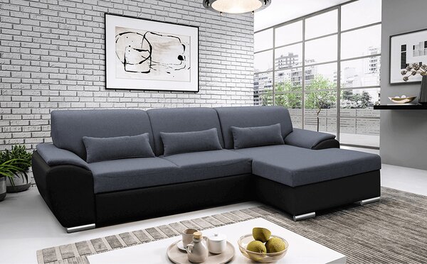 Colțar Excelsa 2 (D) (negru piele ecologică + Gri închis Textil). 1028744