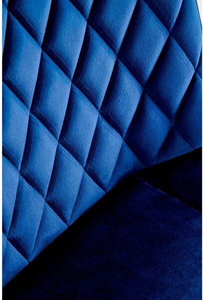 Scaun rotativ K520, albastru/negru, stofa catifelata/metal, 45x63x80 cm