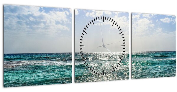 Tablou cu suprafața mării (cu ceas) (90x30 cm)