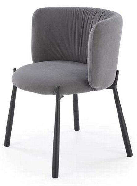 Scaun K531, gri/negru, stofa catifelata/metal, 60x58x76 cm