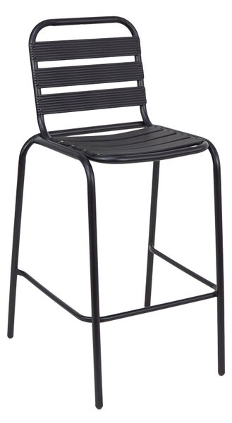 Scaun de bar pentru exterior, Model Sussie, culoare negru, metal si aluminiu, 58x58x111 cm