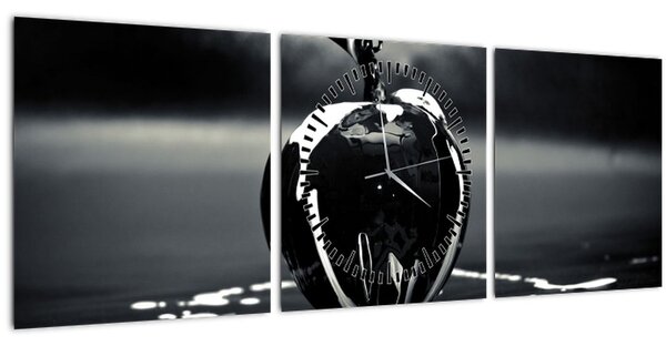 Tablou cu mărul negru (cu ceas) (90x30 cm)