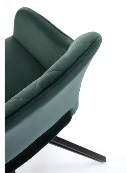 Scaun rotativ K535, verde inchis/negru, stofa catifelata/metal, 57x60x86 cm