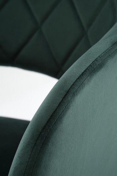 Scaun rotativ K535, verde inchis/negru, stofa catifelata/metal, 57x60x86 cm