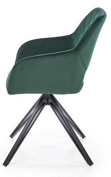 Scaun rotativ K535, verde inchis/negru, stofa catifelata/metal, 57x60x86 cm