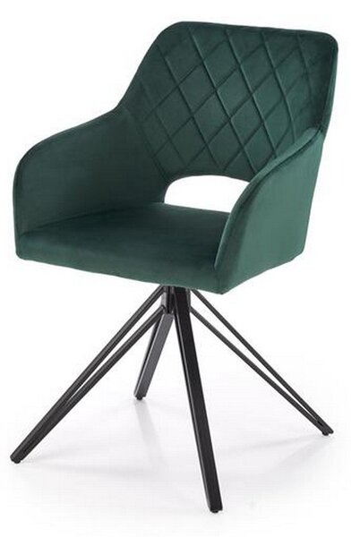 Scaun rotativ K535, verde inchis/negru, stofa catifelata/metal, 57x60x86 cm