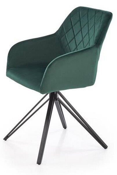 Scaun rotativ K535, verde inchis/negru, stofa catifelata/metal, 57x60x86 cm