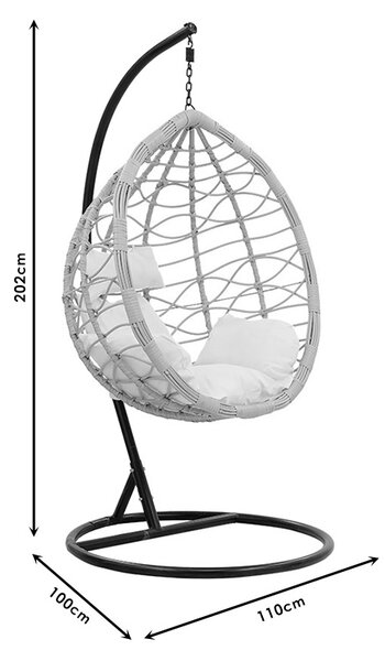 Balansoar de gradina, Model Hudson, culoare negru, metal si poliratan, 109x119x195 cm