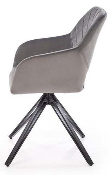 Scaun rotativ K535, gri/negru, stofa catifelata/metal, 57x60x86 cm