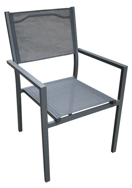 Fotoliu de exterior, Model Moly, culoare antracit, aluminiu si textil, 56,5x61x87,5 cm