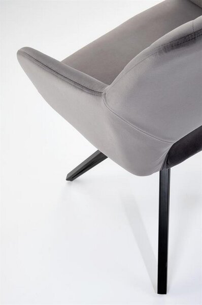 Scaun rotativ K535, gri/negru, stofa catifelata/metal, 57x60x86 cm