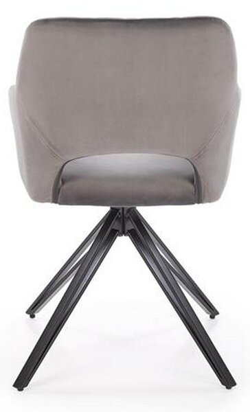 Scaun rotativ K535, gri/negru, stofa catifelata/metal, 57x60x86 cm