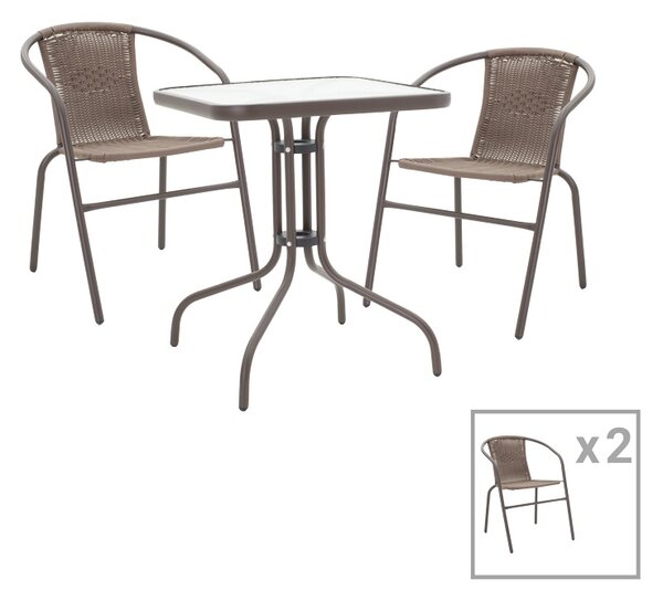 Set 3 buc masă și scaune de grădină Obbi-Watson Maro 60x60x70 cm