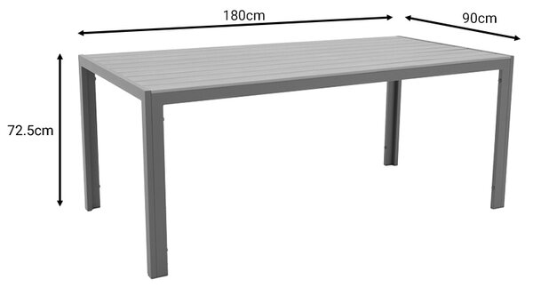 Set 7 buc masă și scaune de grădină Nares-Moly Gri 180x90x72.5 cm