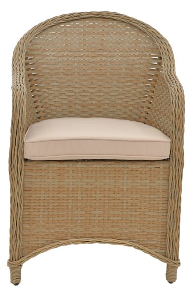 Fotoliu de exterior, Model Hadrian, culoare maro, rattan si textil, 70x57x85 cm