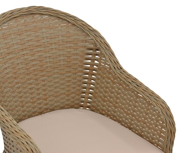 Fotoliu de exterior, Model Hadrian, culoare maro, rattan si textil, 70x57x85 cm