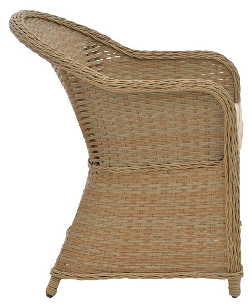 Fotoliu de exterior, Model Hadrian, culoare maro, rattan si textil, 70x57x85 cm