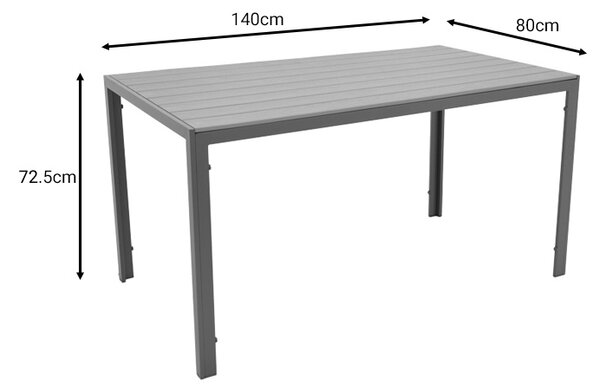 Set 5 buc masă și scaune de grădină Nares-Moly Gri 140x80x72.5 cm