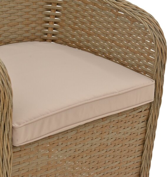 Fotoliu de exterior, Model Hadrian, culoare maro, rattan si textil, 70x57x85 cm