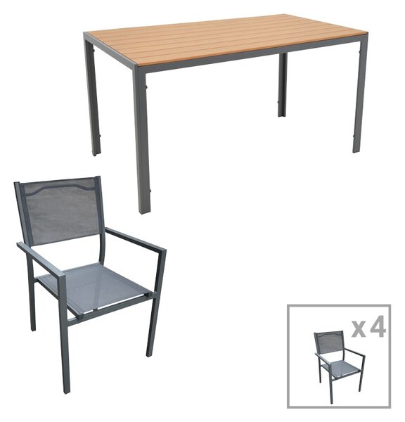 Set 5 buc masă și scaune de grădină Nares-Moly Gri 140x80x72.5 cm